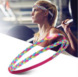 Unisex Sports Braided Hair Band Anti-slip Elastic Colourful Sweatband Women Fitness Yoga Gym Running Cycling Headbands