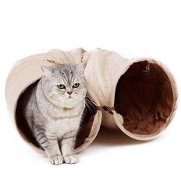 PAWZRoad Pet Toys Big Long Cat Tunnel Pure Color Suede Material Balls with Funny Cat Toys 120cm Kitten Play 2 Holes Pet Supplies