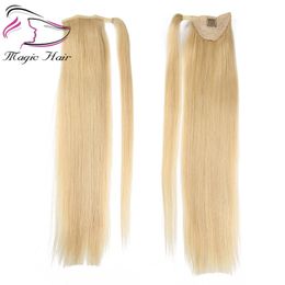 Evermagic Ponytail Human Hair Remy Straight European Ponytail Hairstyle 50g 100% Natural Hair Clip in Extensions