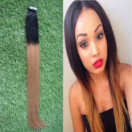 Tape in human hair extensions T1B/6 two tone ombre Brazilian Hair On Invisible Tape PU Skin Weft 40pcs/lot skin weft tape hair extensions