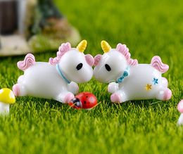 20pcs Resin Lovely Unicorn Miniatures Landscape Accessories For Home Garden Cake Decoration Scrapbooking Craft Diy