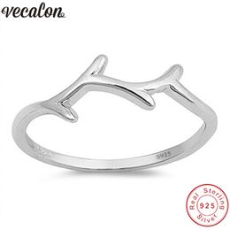 Vecalon Female Antlers Style Real Soild 925 Sterling Silver ring Engagement wedding Band rings for women men Finger Jewellery