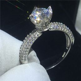 Charm Crown ring 925 Sterling silver Diamond Cz Stone Party wedding band ring for women Bridal Fashion Jewellery