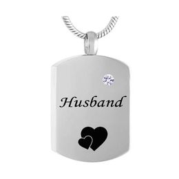 Fashion Jewellery square Necklace for husband Birthstone Custom Name Pendant stainless steel Cremation Urn Necklace Jewellery