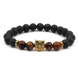 Lava Rock Tiger Eye Bracelets Owl Buddha Palm Lion Dumbbell Yoga Bracelet & Bangles For Women & Men Gift