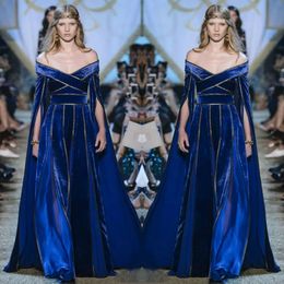 Elie Saab Velvet Prom Dresses Top Quality Off Shoulder Long Sleeves Evening Gowns Custom Made Designer Formal Dresses