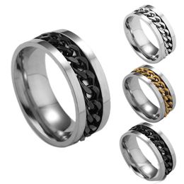 Titanium Removable Spin Chain Finger Ring Nail ring Gold Chain Rings for Women Men Jewelry drop shipping
