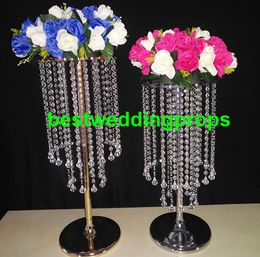 luxury crystal wedding flower stand chandelier walkway aisle wedding road lead table Centrepiece event party T- stand decoration best201