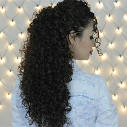 160g Afro Kinky Curly Human Hair Ponytail For Black Women Peruvian Virgin Hair Drawstring Ponytail Hair Extensions 5 Colors Available