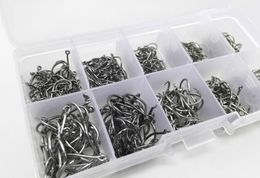 500pcs/set mixed size #3~12 high carbon steel carp fishing hooks pack with hole with Retail Original box Jigging Bait out181