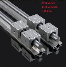 2pcs SBR20-1200mm linear guide /rail + 4pcs SBR20UU linear bearing blocks for cnc router parts