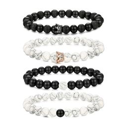 Luxe distance couple Bracelets Avec Cz COURONNE son roi sa reine perles bracelet