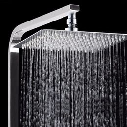 2mm Thin 12 Inch Square Rotatable Bathroom Rainfall Showerhead Super Pressurised Square Top Spray Shower Head Chrome Finish