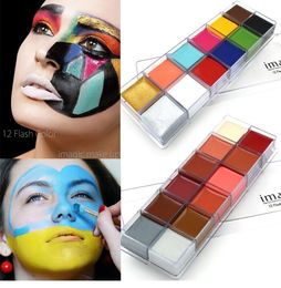 IMAGIC 12 Colours Flash Tattoo Face Body Paint Oil Painting Art Halloween Party Fancy Dress Beauty Makeup Tools