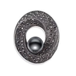 Amazing Black Diamante Women Brooch Hot Selling Bling Bling Crystals Rhinestones Black Colour Lapel Pin Lady Hijab Wear Pin