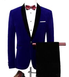 Classic Handsom Shawl Lapel Blue Wedding Groom Tuxedos Men Suits Wedding/Prom/Dinner Best Man Blazer(Jacket+Tie+Girdle+Pants) A