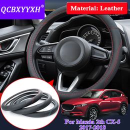 QCBXYYXH Car Styling For Mazda 2th CX-5 M3 M6 Atenza 2018 Steering Wheel Covers Leather steering-wheel Cover Interior accessory