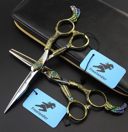 high quality 6 inch freelander cutting and thinning scissors TB-65 Phoenix handle 440C 62HRC hair scissors with retail case