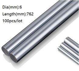 100pcs/lot 6x762mm Dia 6mm linear shaft 762mm long hardened shaft bearing chromed plated steel rod bar for 3d printer parts cnc router