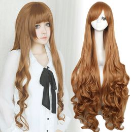 Jade Stern Lolita Long Light Brown Curly Wavy Hair Anime Cosplay Wigs USA Ship