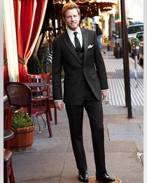 Men Suits 2024 Black Peaked Lapel Wedding Suits Costume Fashion Bridegroom Custom Made Slim Fit Formal Tuxedos Best Man Blazer Prom Handsome