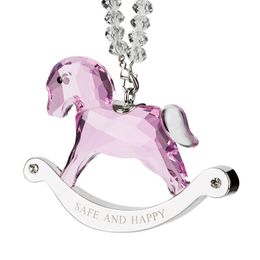 2022 ducha del bebé del caballo Rosa Azul Claro Rocking Horse Ornamento con Crystal Beads Cadena para Niños Cumpleaños Baby Shower Regalo Decoración DEC405
