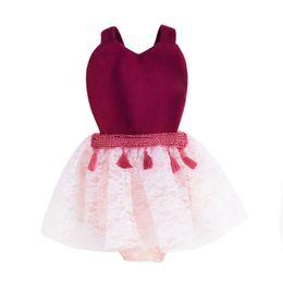 Newborn Clothes 2018 Baby Princess Dress Lace Tutu Party Girls Dresses Tassel Suspender Knitted Romper Baby Clothing Kids Clothes Boutique