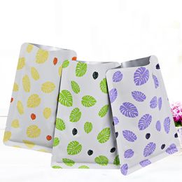 Leaf printed pure Aluminium foil bag eye mask food packaging bag tea Heat Seal Aluminium Foil Plain Pocket pouch LX0992