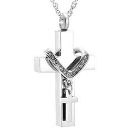 Stainless Steel Silver Cross Memorial Cremation dad and mom for Ashes Urn Pendant Necklace Keepsake Jewelry Urn Cremation pendant