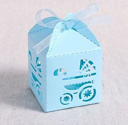 2022 baptême faveur des boîtes Boîtes de cadeau de baptême, 2.2''x2.2''x2.2''Laser boîtes-cadeaux coupées au laser pour faveurs de douche de bébé baptême décorations première fête d'anniversaire bleu