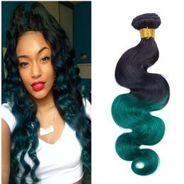 Two Tone Green Hair Extension With Lace Closure Ombre Body Wave Human Hair Bundles 3Pcs/Lot European Hair Soft Smooth Bundles