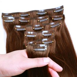 brazilian human clips in hair extensions straight weft natural black Colour brown Colour options 160g 10pieces set free dhl