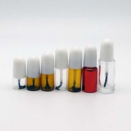 1ml 2ml 3ml 5ml Glass DIY Nail Polish Bottle with white Lid Mini Women Cosmetic Container with Brush fast shipping F986