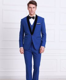 Men Suits Slim Fit Custom Made Royal Blue Tuxedo England Style Wedding Groom Prom Party Business Man Suits Terno Blazer Masculino 3 Pieces