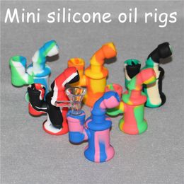 Silicone Rig Hookahs Mini Glass Bong Silicon Bongs Original Oil Rigs Water Pipes 14mm Joint with bowl DHL