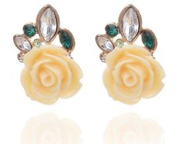 HOT European and American fashion vintage roses ear studs sweet flower earrings Jewellery personality fashion sales