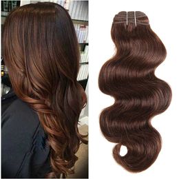 Fashion Colour #4 Chestnut Brown Human Hair Bundles 3PLcs/ot Dark Brown Body Wave Brazilian Virgin Hair Extension For Black Women