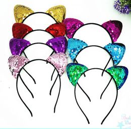 New Europe Baby Girl Hair Clasp Sequins Cat Ears Kids Hairband Headband Princess Child Dance Performance Hair Accessory 14023