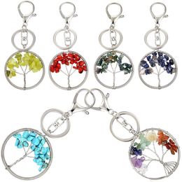 Bohemia Keychain Natural Stone Tree of Life Pendant Keyring for Women Men New Arrival Christmas Gift 6 Colours Support