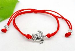 Free ship 50pcs/lot Sea Turtles Charms String Lucky Red Cord Adjustable Bracelets HOT new