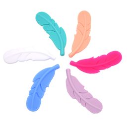 Silicone Feather Pendant Beads 58x15mm Silicone Teething Necklace Jewellery Beads BPA Free Feather Chew Toy DIY Jewellery Beads Multi Colours