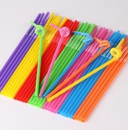 100pcs/set wholesale color straw one-time art straw long elbow juice drink plastic straw 100 sticks stock free shipping SN1164