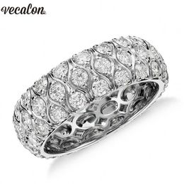 Vecalon Vintage Unique Promise Wedding Bands Ring 925 Sterling Silver Diamond Stone Engagement rings for women Finger Jewellery