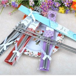 100Pair/lot Wedding Souvenir Stainless Steel Chopsticks Chinese Set Creative Small Gift For Wedding Decorations Accessories