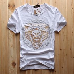 2021 Fashion Men's Short T-shirt For Sale Tiger Luxury Diamond Design Casual Cotton short sleeve T Shirts Brand Hip hop cotton o-neck tops Men's White Fashion