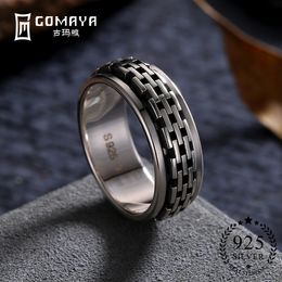 GOMAYA Women Mens 925 Sterling Silver Rings Gothic Vintage Rock Punk Cocktail Fine Jewelry Wholesale Gift Anillos S18101001