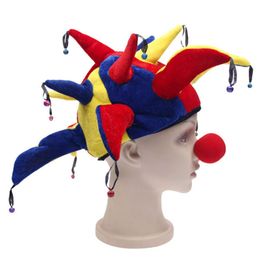 Funny Multicolor Halloween Hats And Caps Jester Clown Mardi Gras Party Costume Hat Adult Outfit Costumes Halloween Ballroom Cosplay Supplies