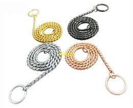 10pcs/lot 4mm 5mm diameter High quality Dog Leash Outdoor Walking Training Metal Snake Chain Dog Collar copper Basic Leashes