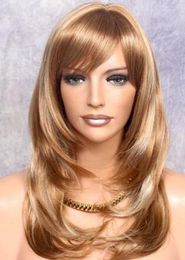 Blonde Mix Long Full WIG Gorgeous Straight Choppy Layered swt 27-613 Hair Piece