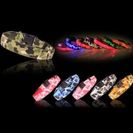 LED Pet Dog Collar Camouflage Colour Light-up Flashing Collar Electric Nylon Pets Cat Dog Collar 2.5cm Wide